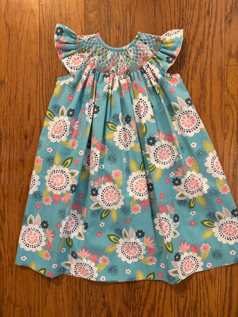 Classic Whimsy Girls' Floral Smocked Flutter Dress